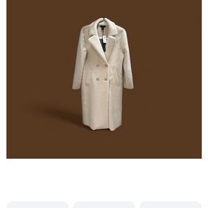 House of Harlow  Cream Double-Breasted Faux Fur Oversized Women's Coat NWT